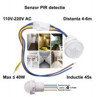 Senzor Pir 110-220V cu 4 Fire 28x37mm - Magelectrocon