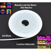 Banda Led Flexibil Alb Neutru 12V Lumina Neon 5m - Magelectrocon